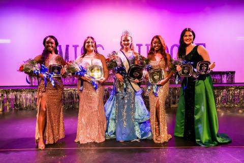  People’s Choice winner Sinaia’ Williams, second runner-up Samara Riascos, Johnson, first runner-up Jami-Quinn Moore, and Miss Congeniality and Spirit Award winner Summer Baker.