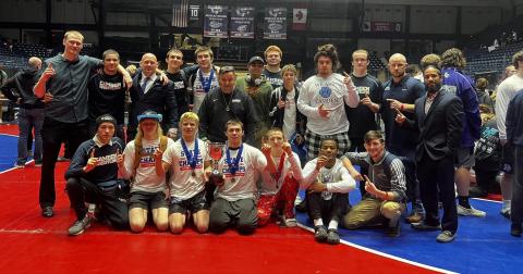 With 14 placers and four champions, the Camden County High wrestlers captured their 10th straight state traditional title last weekend in Macon. In its final season of competition, Class 7A never had a state dual or traditional champion other than Camden. (Submitted photo)