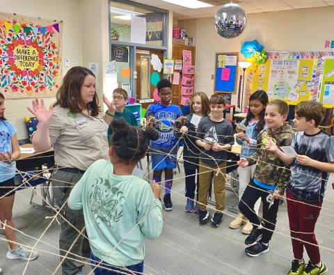Okefenokee Swamp Park environmental science education coordinator Katie Antczak visited Mary Lee Clark Elementary School to teach fourth-graders about the swamp’s ecosystem.