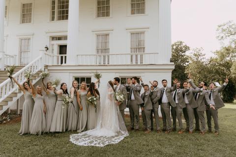 aylor Bohannon Shea and her husband, Chris Shea, share a moment Saturday, Sept. 28, after the two exchanged vows at Orange Hall. The couple planned to be married on Jekyll Island, but Hurricane Helene forced a last-minute change to the historic structure in downtown St. Marys. (Makayla Earl Photography)