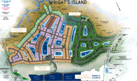 Plans as they stand now for the Wright’s Island development in Kingsland.