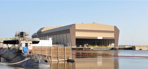 The Trident Refit Facility covered dry dock is one of the largest covered dry docks in the world.