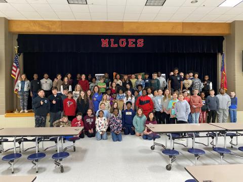 Camden Middle School sixth-grade assistant principal Leatha Massey recently shared with Mamie Lou Gross Elementary fifth-graders her experience meeting Dr. Martin Luther King Jr. when she was a student at Morris Brown College in Atlanta.
