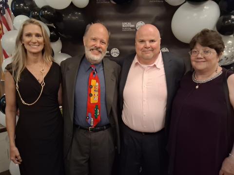 The Tribune & Georgian won eight awards at the Georgia Press Association’s Better Newspaper Contest banquet. From left are Marketing Director Laurie Levine, Assistant/Sports Editor Andy Diffenderfer, Editor and Publisher Scott J. Bryan and Production Director Denese Proctor.