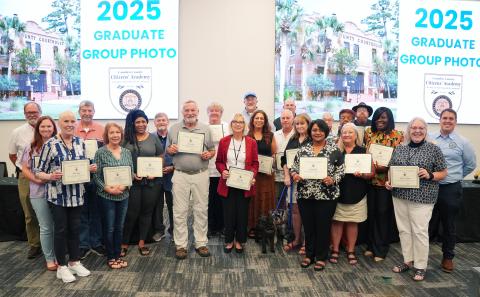 Commissioner Robbie Cheek, from left, Amanda Watson, Ruth Thompson, Timmy Mann, Julie Mann, Tina Marie Jones, Commissioner Martin Turner, John Wojcik, Michael Lynch, Helga Lynch, Bob Bagwell, Ruba Franks, Commissioner Ben Casey, Todd Franks, Lynn Mitchell, Commissioner Jim Goodman, Sugar Yadav, Rose Webster, Linda Hall, Brandon Michael, Syreeta Cuthbert, MarySue Michael and Commissioner Cody Smith. Not Pictured: Rebecca Capeheart and LaMark Combs.