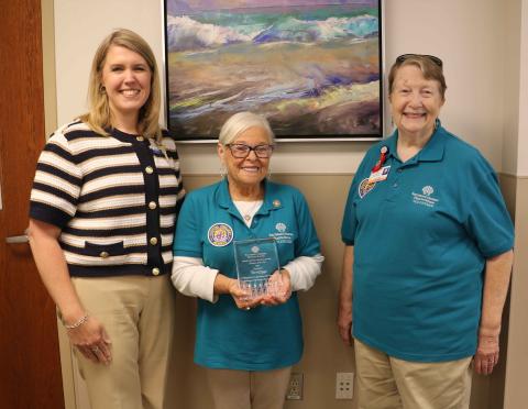 Terri Capps, center, was named the Southeast Regional Health System Camden Campus Volunteer of the Year. With Capps is Service Excellence Vice President Stephanie Stark, left, and Camden Campus Volunteer Services President Kathleen Worthing.