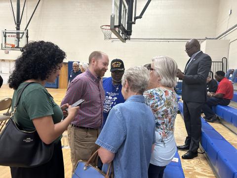 Democratic Party of Georgia Chairman Charlie Bailey spoke Saturday to about 100 Democrats during a town hall meeting at the Camden County Public Service Authority Community Recreation Center.