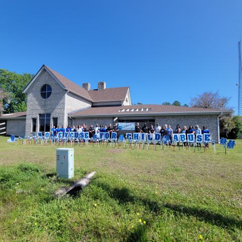 Representatives from local partner agencies gathered at the Camden County Public Library in Kingsland to plant pinwheels in recognition of Child Abuse Prevention Month and the importance of supporting children and families.