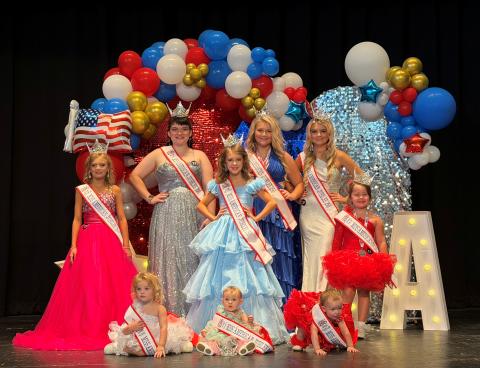 The 2026 Miss American Jubilee 250 Queens, selected through the People’s Choice competition, pose following the June 20 pageant. Winners include Junior Miss Audrey Maxwell, Ms. Dixie Jones, Little Miss Patersyn Whitson, Teen Miss Kendall Clark, Miss Baylee Clark, Tiny Miss Kynslee Meredith, Wee Miss Oaklynn Dugger, Baby Miss Darla Brown and Toddler Miss Emerlynn Jenkins.