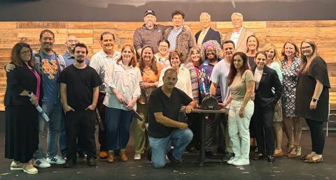 Retired New York City firefighter Mike Frey recently attended “Come From Away” during a weekend performance. Front row, from left, are Mike Riggio, Tania Frey and Rachel Kelsey. Second row: Ann Walsh, Johnny Mandt, Ross Kaufman, Damian Vallejos, Louis Vallejos, Katie Bullock, Renee LaCroix, Auryanna Dunlap, Linda Riggio, Rachel Wise, Ebony Hoggard, Frey, Lisa Allen Brooks, Annette Perry, Marci McCosh and Megan Kaufman. Back row: Steven Jones, Chance Davis, Erik Nesteruk and Ken Johnson.