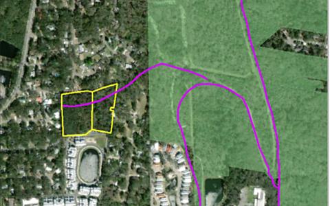 The city of Fernandina Beach is purchasing this 5.35-acre parcel of property, outlined in yellow, and putting it into conservation to prevent development on it. Commissioners noted owner Richard Keffer could have made a considerable profit on the land if it had been developed and acknowledged his efforts to work with the city to put the land in conservation. NORTH FLORIDA LAND TRUST