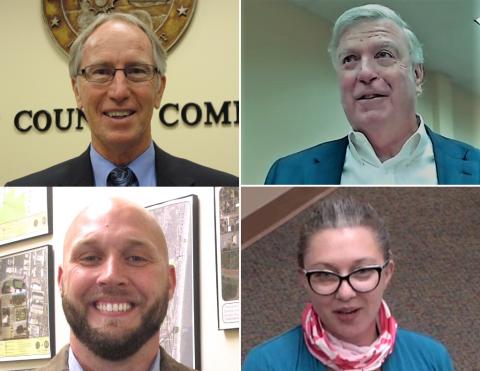 Clockwise, BOCC Chair Danny Leeper, County Attorney Mike Mullin, Office of Management and Budget Director Megan Diehl, and County Manager Taco Pope.