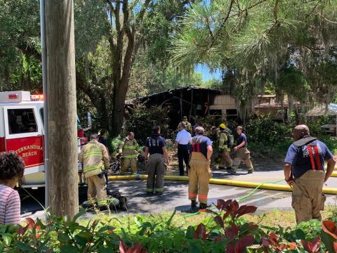 The house at 206 Citrona Drive in Fernandina Beach caught fire Tuesday.  Robert Fiege/News-Leader