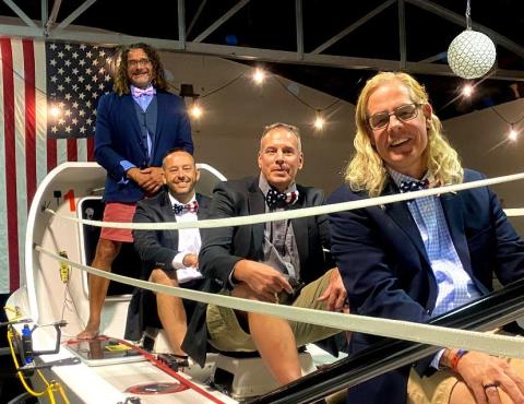 The Foar From Home team, which will embark on a 3,000-mile transatlantic journey includes Billy Cimino, Hupp Huppmann, Paul Lore and Cameron Hansen.