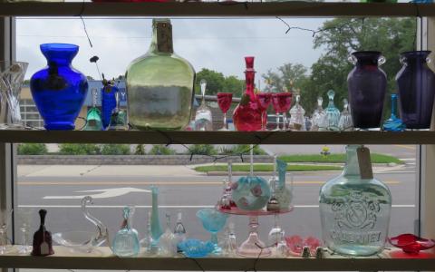 Delicate glassware at Antiques & More Treasures. JULIA ROBERTS/NEWS-LEADER