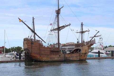 The Nao Santa Maria, a replica of the ship that brought Christopher Columbus to North America, is open for visitors through Sunday.