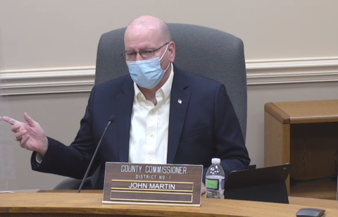 Nassau County Commissioner John Martin asks a question during the BOCC’s Monday meeting.
