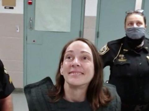A smiling Kimberly Kessler talked to Judge James Daniel via Zoom videoconferencing at a hearing Thursday, asking him for a new lawyer. Daniel denied the request and also declared Kessler mentally competent to stand trial. Kessler is accused of murdering Joleen Cummings. Jury selection for the trial could start next May.  Photo courtesy Nassau County Sheriff's Office