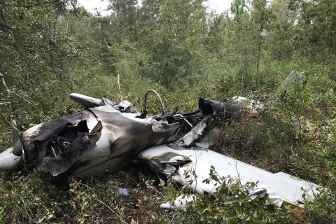 The wreckage of the small airplane that crashed in Hilliard Monday. Photo courtesy Nassau County  Sheriff's Office