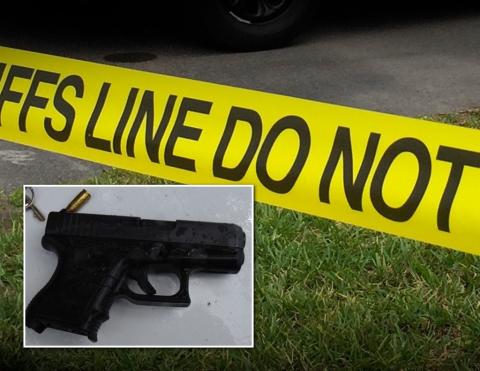 An evidence photo shows the gun used by Skylor Cole Johnson in the shooting of Benjamin Crews. NASSAU COUNTY SHERIFF'S OFFICE