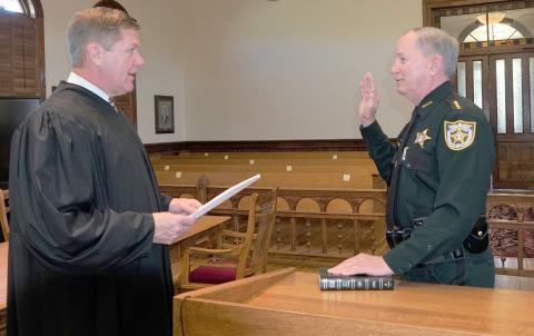 Sheriff Bill Leeper swears in for a third term in office Jan. 5, with Judge Steven Fahlgren administering the oath. His term runs until Jan. 6, 2025. 