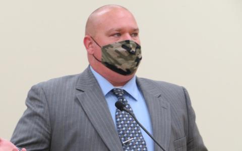 Josh Bass, the father of a student at Callahan Middle School, told the Nassau County School Board students are sitting three to a seat on buses in violation of guidelines set forth in the school district’s reopening plan. JULIA ROBERTS/NEWS-LEADER