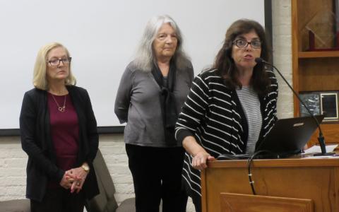 Diana Herman, Lyn Pannone, and Margaret Kirkland presented a check for $5,000 to the city of Fernandina Beach for its conservation efforts. An anonymous donor will match that amount, along with $500 donated by the Amelia Island Boules Club. The money will be put into the city’s Land Conservation Trust Fund. JULIA ROBERTS/NEWS-LEADER