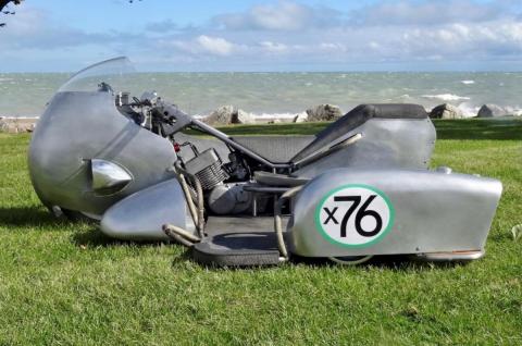 How’s this for rare, fast and eccentric? The Devlin 428 was built in 2013 to pre-1978 road racing class specifications. The engine is based on a 1976 Yamaha RD400 two-stroke that has been modified to produce 67 horsepower. The frame is 4130 chromoly, and the bodywork is rolled and hammered aluminum fabricated entirely by the designer, Devlin Hunt.