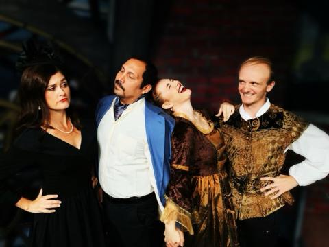 Cole Porter’s “Kiss Me Kate” features the tale of once-married, now-divorced musical theater actors who perform opposite of each other.