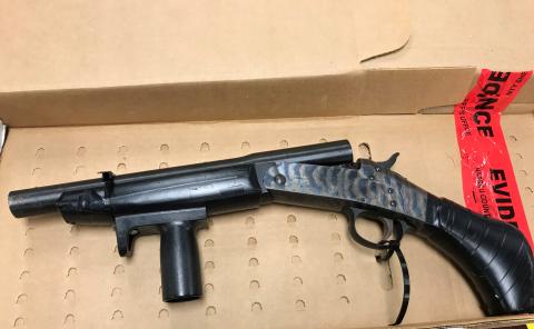 A sawed-off shotgun recovered in a shooting incident this morning in Callahan.  NCSO
