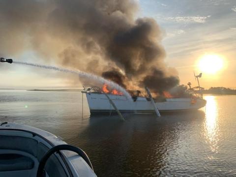 NCSO responds to Jolly River boat fire. 