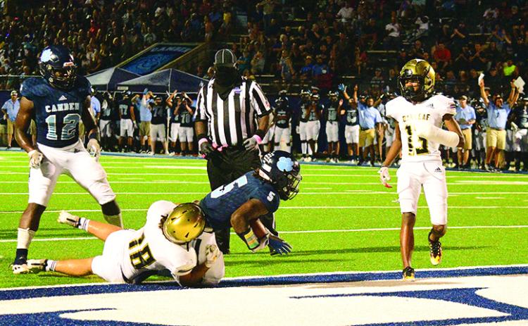 Jamie Felix scores a touchdown for the CCHS Wildcats against Oakleaf.