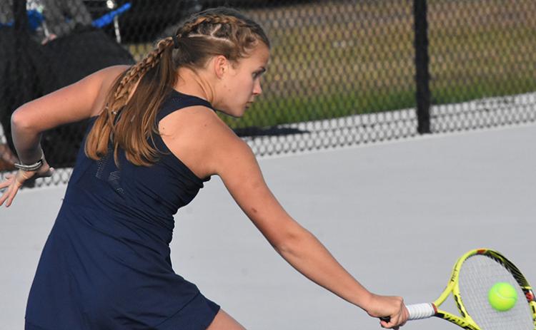 Kennison Blackerby won at No. 1 singles in straight sets. Andy Diffenderfer/Tribune & Georgian