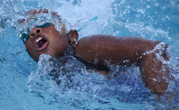 Kamaya Quarterman (pictured from an earlier meet) placed sixth in the 50 freestyle Monday at the district championships in Brunswick. (Andy Diffenderfer, Tribune & Georgian)