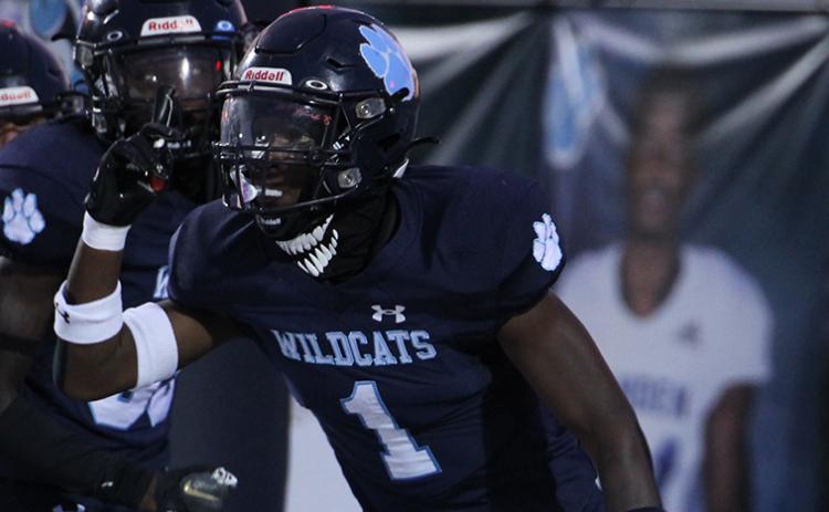 Shamarion Gibbs blocked a first-quarter punt and recovered it for a touchdown to ignite the Wildcats’ homecoming romp over Somerset Academy last Friday night. (Scott J. Bryan, Tribune & Georgian)