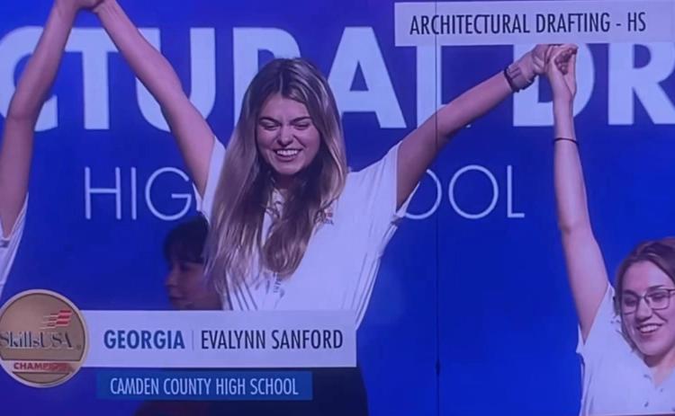Camden County High School graduate Evalynn Sanford won a national championship in architectural drafting at the SkillsUSA National Leadership and Skills Conference in Atlanta.