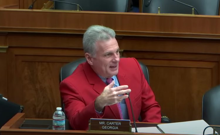 U.S. Rep. Buddy Carter, R-Pooler, asks a question during a meeting of the U.S. House Subcommittee on Innovation, Data and Commerce last week.