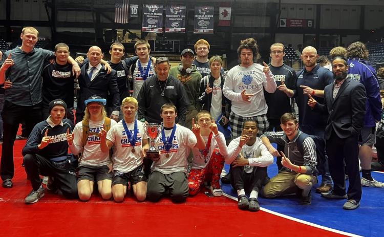 With 14 placers and four champions, the Camden County High wrestlers captured their 10th straight state traditional title last weekend in Macon. In its final season of competition, Class 7A never had a state dual or traditional champion other than Camden. (Submitted photo)