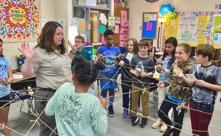 Okefenokee Swamp Park environmental science education coordinator Katie Antczak visited Mary Lee Clark Elementary School to teach fourth-graders about the swamp’s ecosystem.