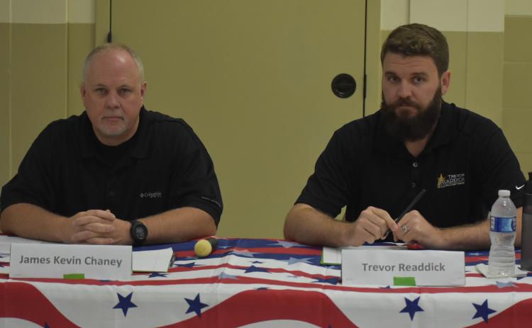 Camden County Sheriff Republican candidates James Kevin Chaney, left, and Trevor Readdick faced off during a candidate forum Tuesday at the Camden County Recreation Center.