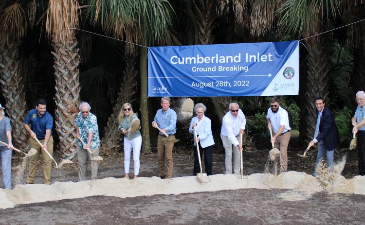 Gov. Brian Kemp and other statewide and local leaders break ground on the Cumberland Inlet project in September 2022.