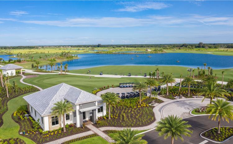 An artist rendering provided by Taylor Morrison shows the planned pro shop and aqua driving range that will be featured at the new Esplanade golf course. The golf course is part of a planned 1,300-home community.