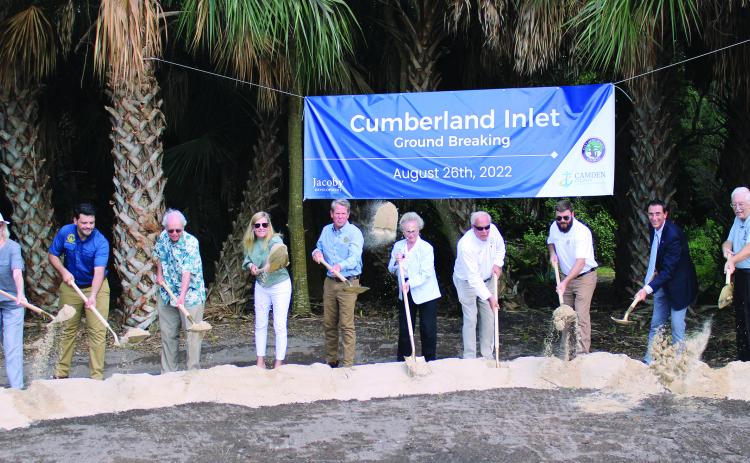 Business and community leaders – plus Gov. Brian Kemp – break ground on the new Cumberland Inlet eco-tourism development.