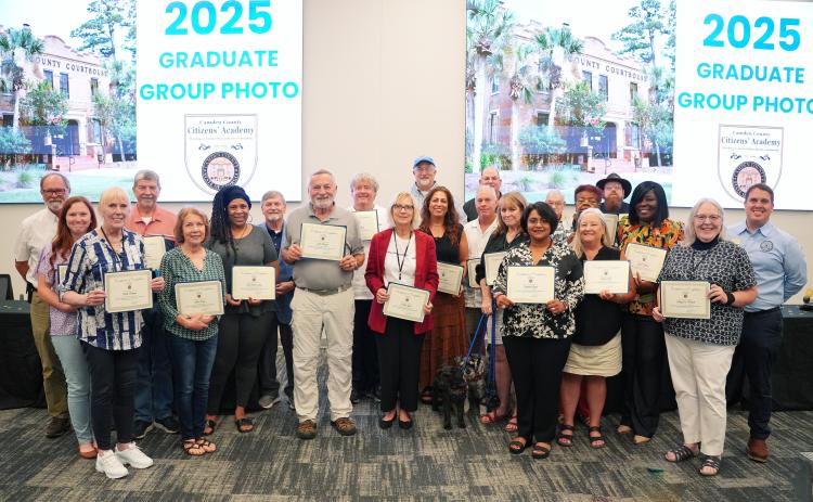 Commissioner Robbie Cheek, from left, Amanda Watson, Ruth Thompson, Timmy Mann, Julie Mann, Tina Marie Jones, Commissioner Martin Turner, John Wojcik, Michael Lynch, Helga Lynch, Bob Bagwell, Ruba Franks, Commissioner Ben Casey, Todd Franks, Lynn Mitchell, Commissioner Jim Goodman, Sugar Yadav, Rose Webster, Linda Hall, Brandon Michael, Syreeta Cuthbert, MarySue Michael and Commissioner Cody Smith. Not Pictured: Rebecca Capeheart and LaMark Combs.