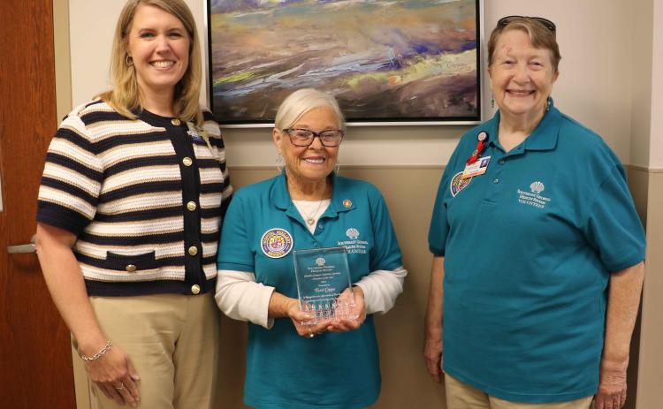 Terri Capps, center, was named the Southeast Regional Health System Camden Campus Volunteer of the Year. With Capps is Service Excellence Vice President Stephanie Stark, left, and Camden Campus Volunteer Services President Kathleen Worthing.