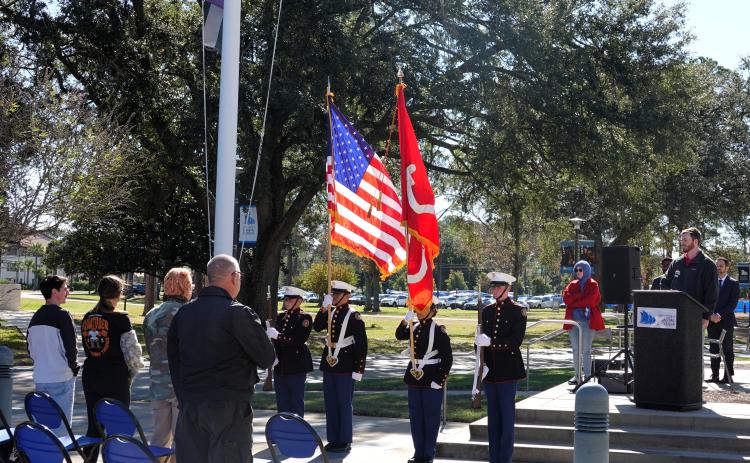 The Veterans Academic Learning Opportunities and Resources (VALOR) student organization hosted its annual Veterans Day Ceremony in November at the flagpole on the college’s Brunswick campus.