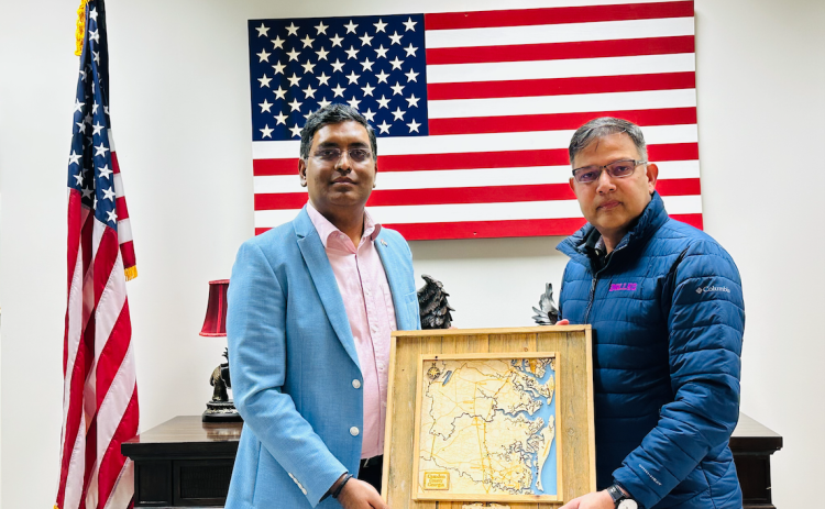 The Consul General of India in Atlanta, Shri Ramesh Babu Lakshmanan, left, met Friday with local businessman and philanthropist CB Yadav.