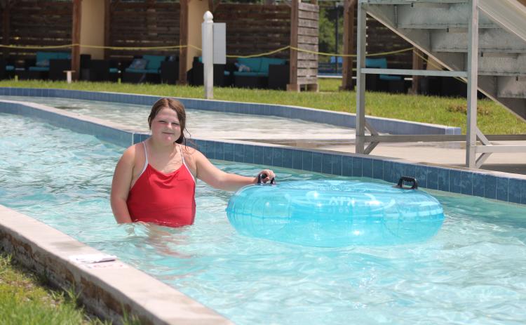 Brynlee Bruce, 8, of Kingsland enjoys the Lazy River feature at the St. Marys Aquatic Center.