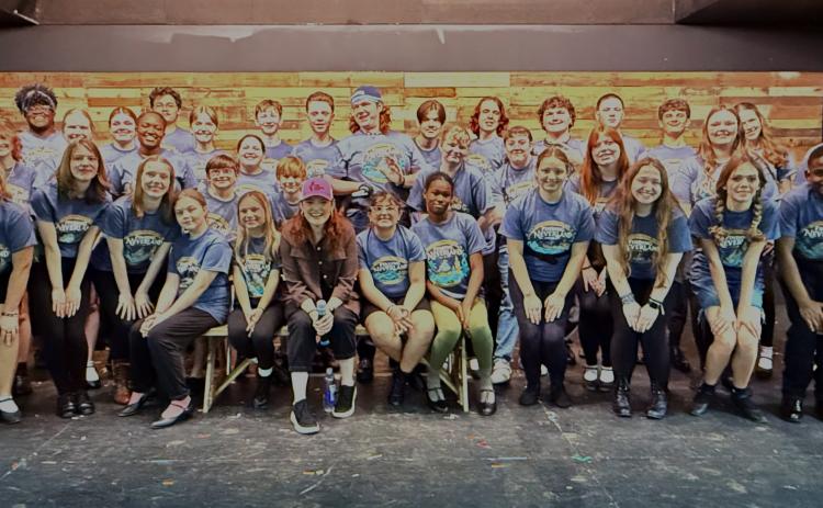 Broadway’s Christine Dwyer is pictured with Saltwater Performing Arts’ Mainstage cast and crew for their upcoming production of “Finding Neverland.”