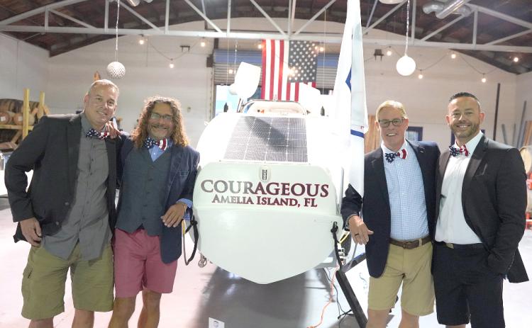 From left, Billy Cimino, Paul Lore, Hupp Huppmann and Cameron Hansen are Foar From Home, a group that will pilot Courageous in the Talisker Whisky Atlantic Challenge, a rowing competition taking place in December 2021. GARY D. MORGAN/FOR THE NEWS-LEADER